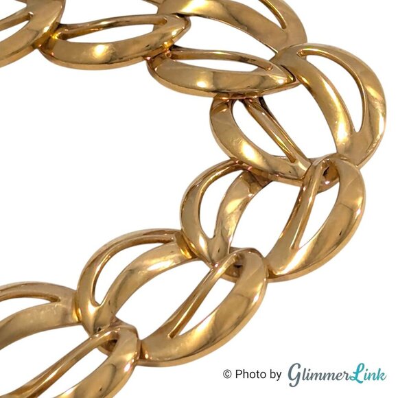 Vintage 90s Napier Geometric Open Work Curb Link Gold Tone Bracelet - Picture 7 of 12